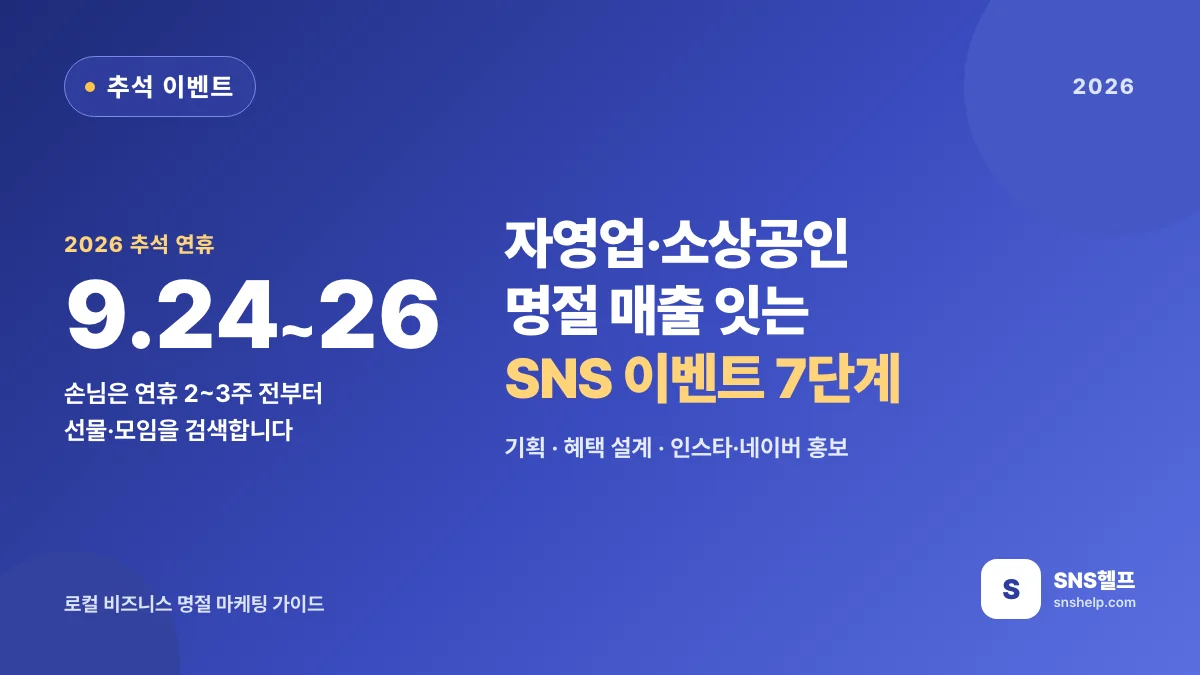 추석 이벤트 — 2026 자영업·소상공인이 SNS로 명절 매출·단골 잇는 7단계와 준비 기간