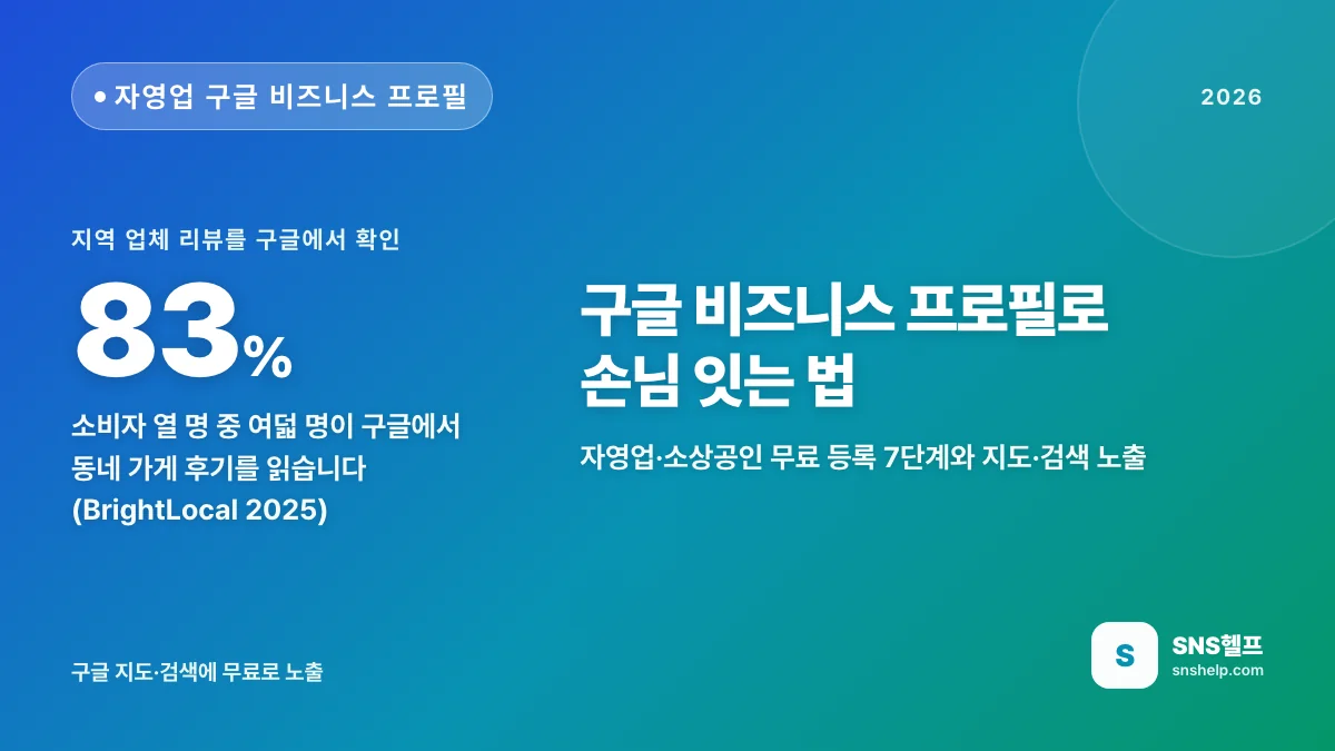 구글 비즈니스 프로필 — 2026 자영업·소상공인 무료 등록 7단계와 지도·검색 노출로 손님 잇는 법