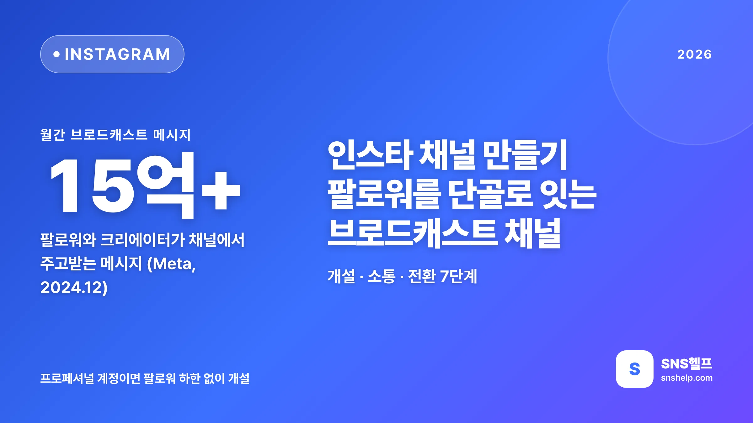 인스타 채널 만들기 — 2026 브로드캐스트 채널로 팔로워를 단골로 잇는 7단계 (개설·소통·전환)