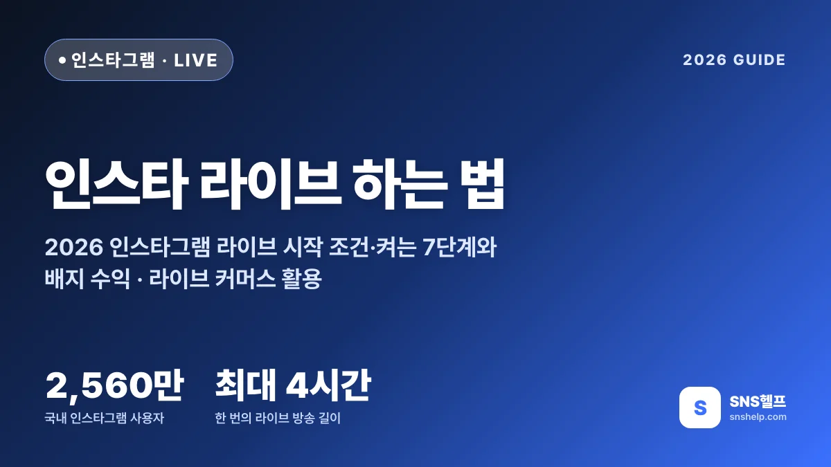 인스타 라이브 하는 법 — 2026 시작 조건·켜는 7단계와 배지 수익·라이브 커머스 활용