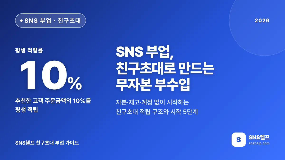 SNS 부업 — 친구초대로 평생 10% 적립하는 무자본 부수입 구조와 시작 5단계