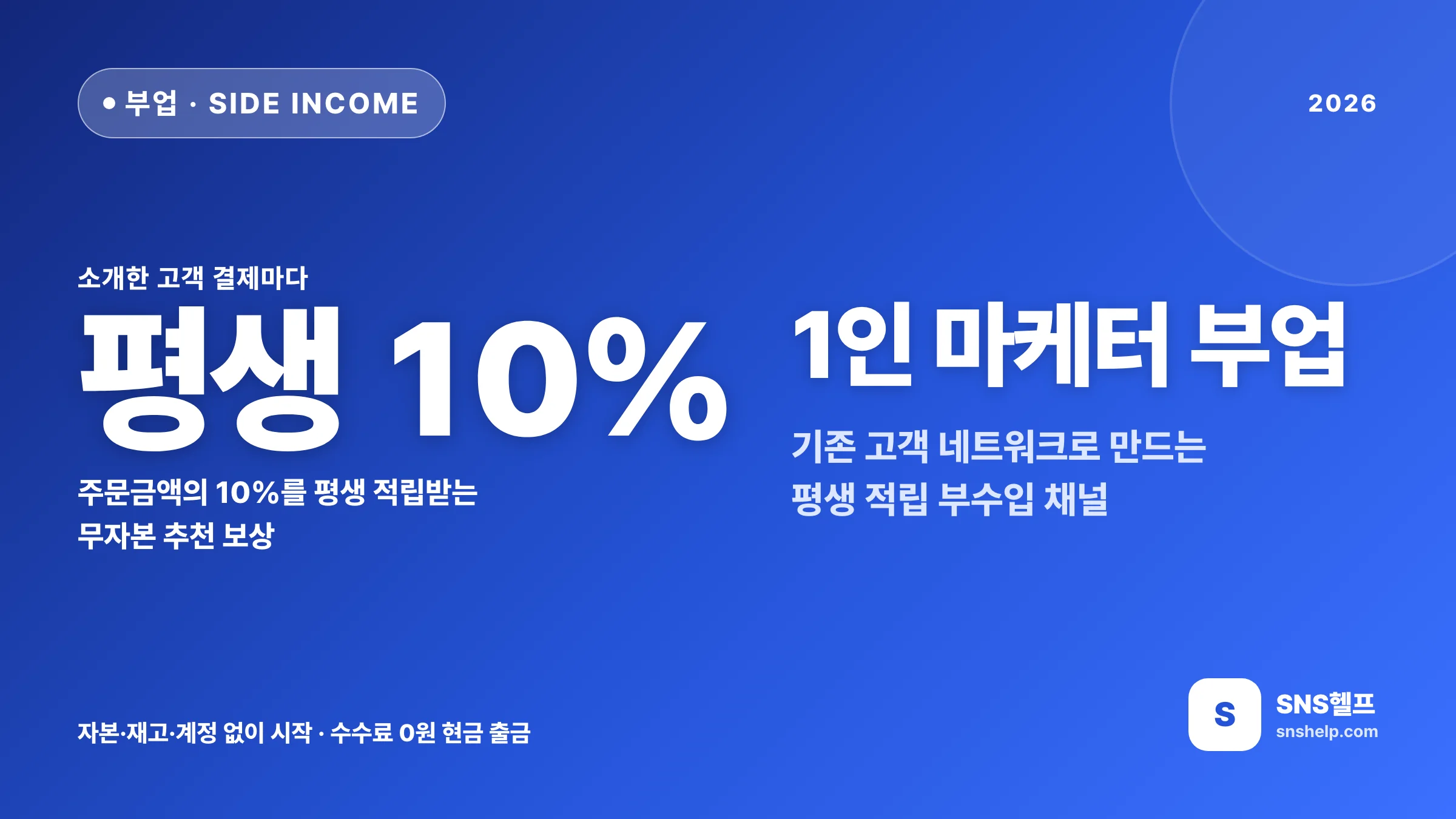 1인 마케터 부업 — 기존 고객 네트워크로 평생 적립되는 추천 보상 채널