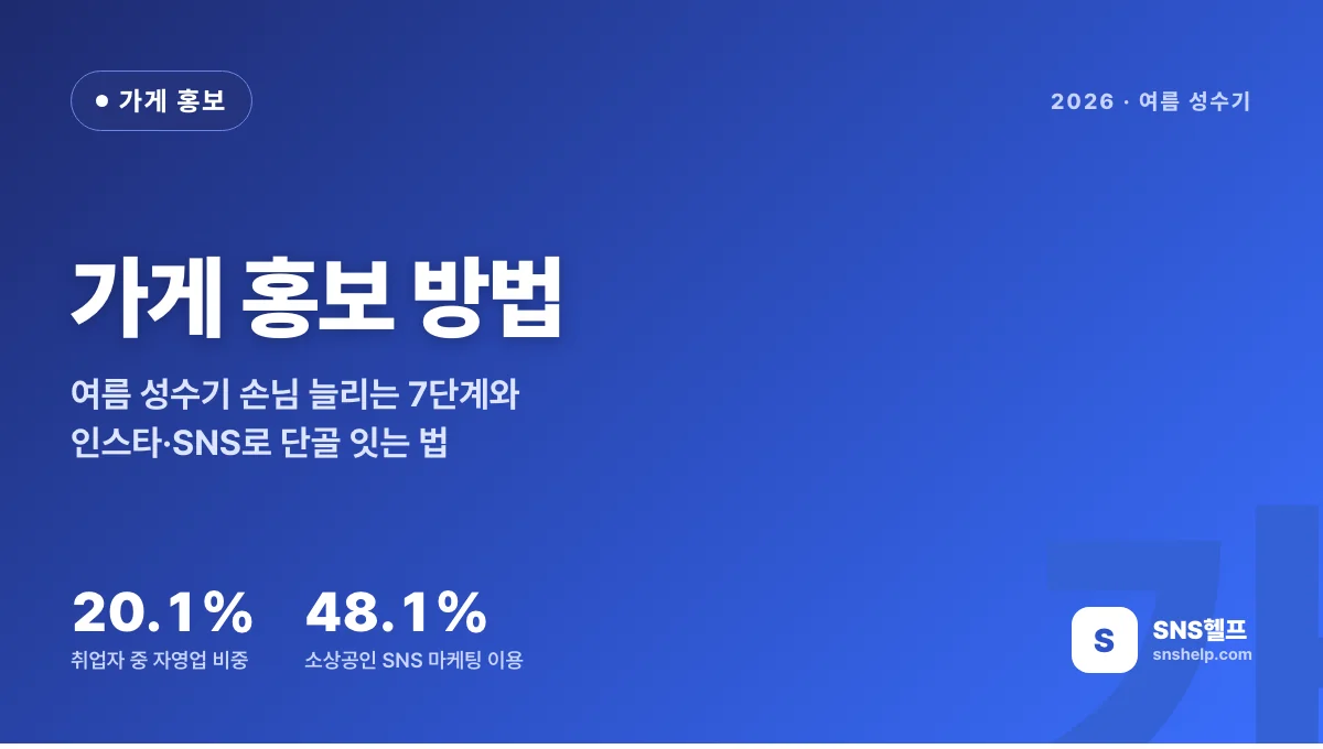 가게 홍보 방법 — 2026 여름 성수기 손님 늘리는 7단계와 인스타·SNS로 단골 잇는 법