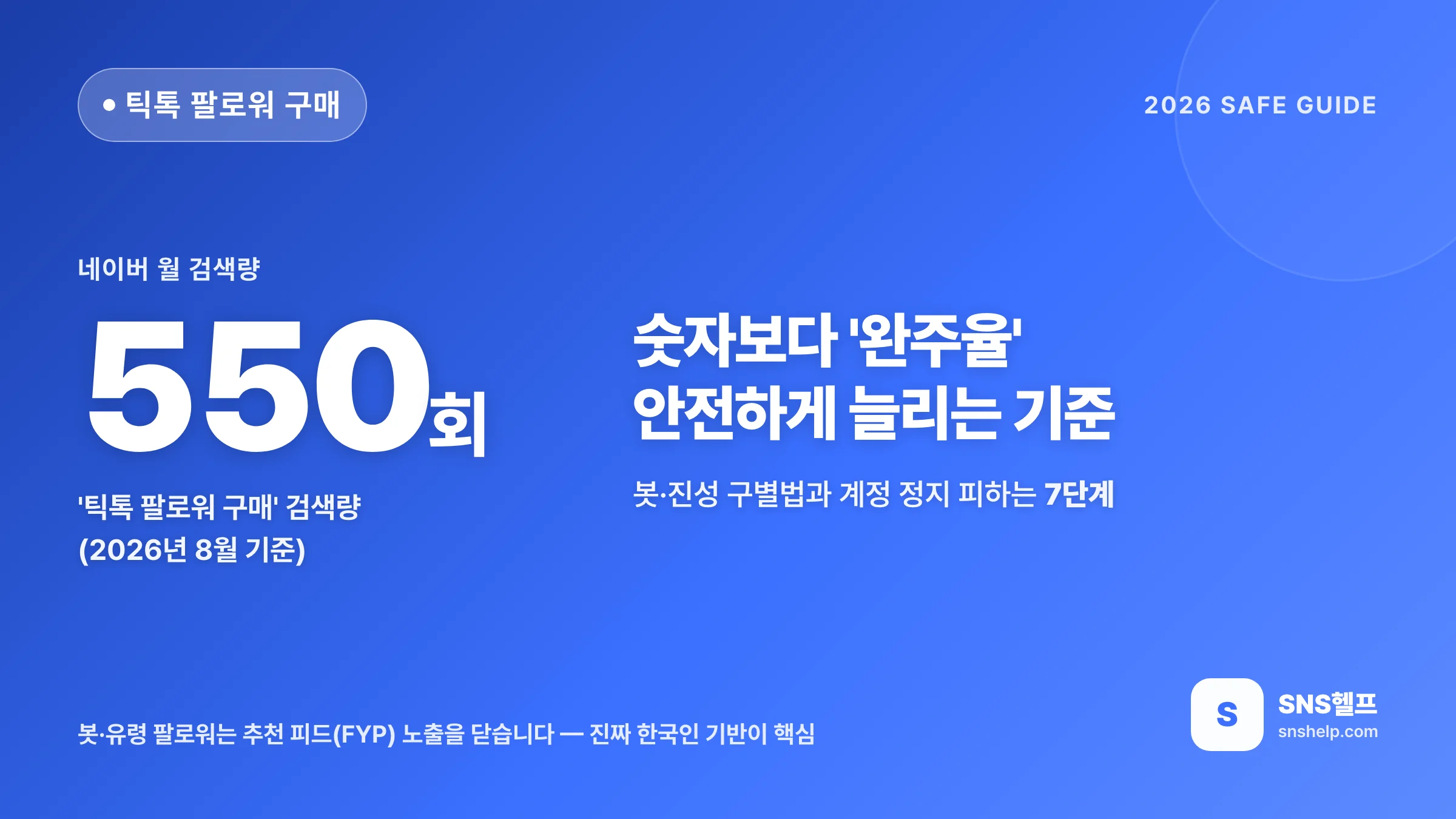 틱톡 팔로워 구매 — 2026 안전하게 늘리는 기준과 봇·진성 구별법, 계정 정지 피하는 7단계