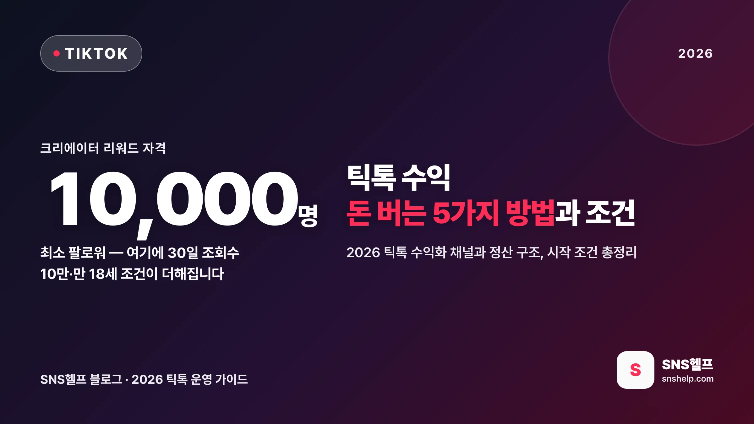 틱톡 수익 — 2026 틱톡으로 돈 버는 5가지 방법과 조건, 정산 구조 총정리